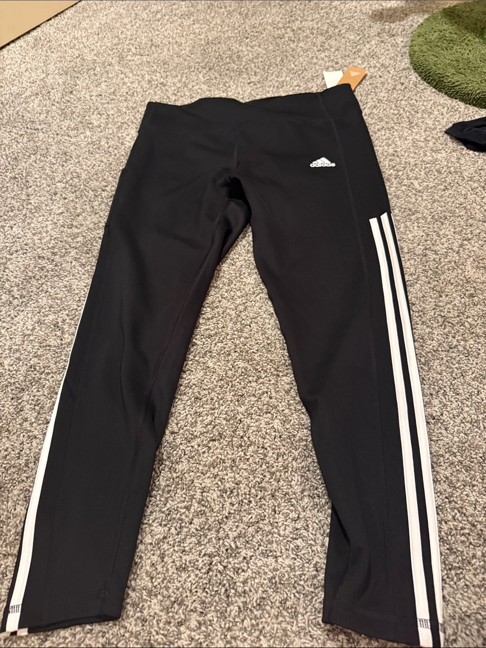 adidas Black Leggings with White Side Stripes